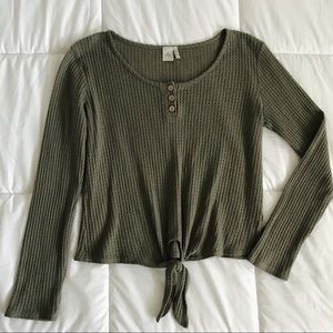 Paper Crane Green Waffle Shirt